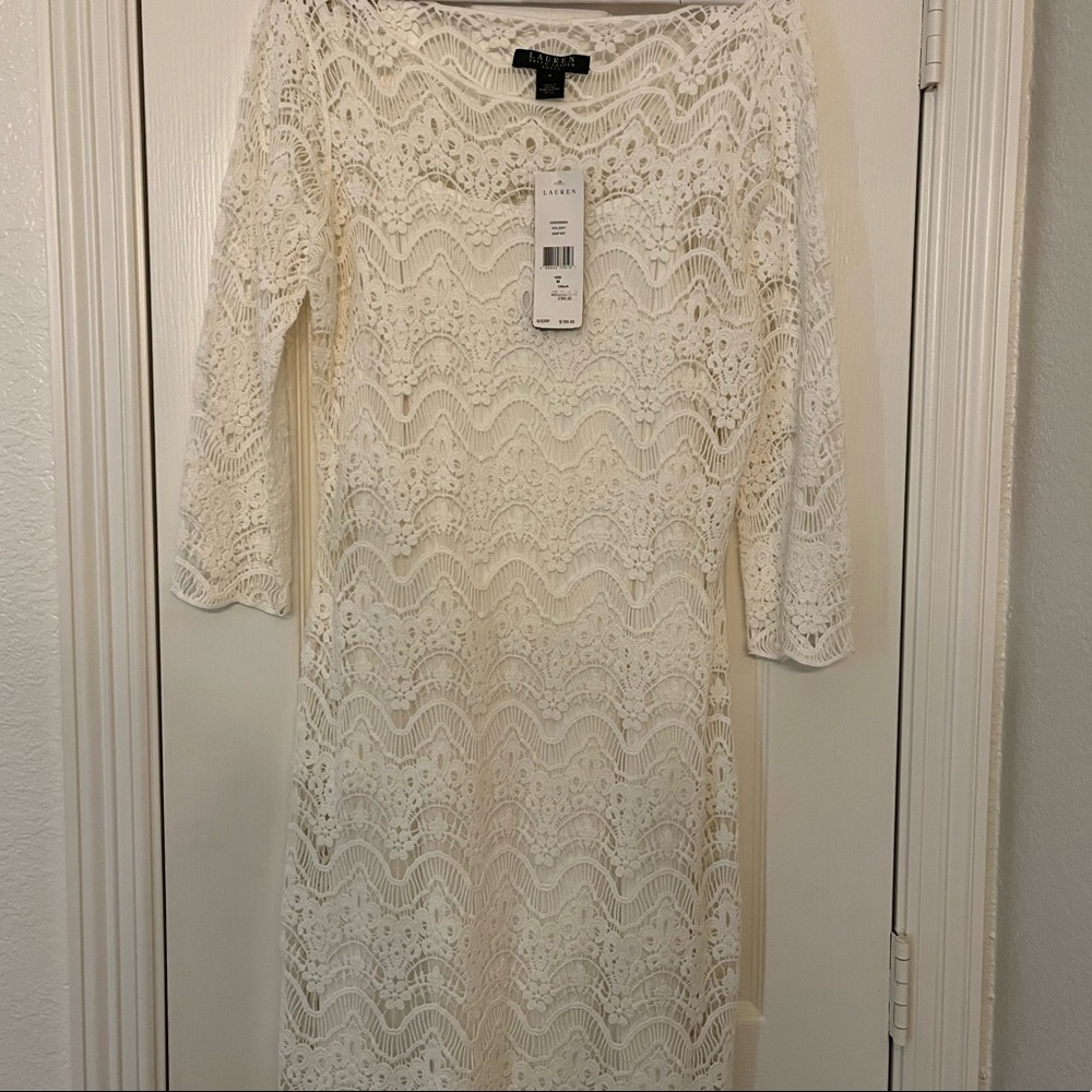 Lauren Ralph Lauren Lace Dress Off White Size M NWT